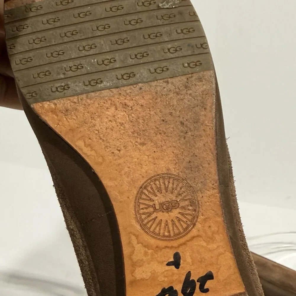 Women’s UGG Shoes Ballet Flats Brown Leather Sheepskin Size 5 - Picture 4 of 16